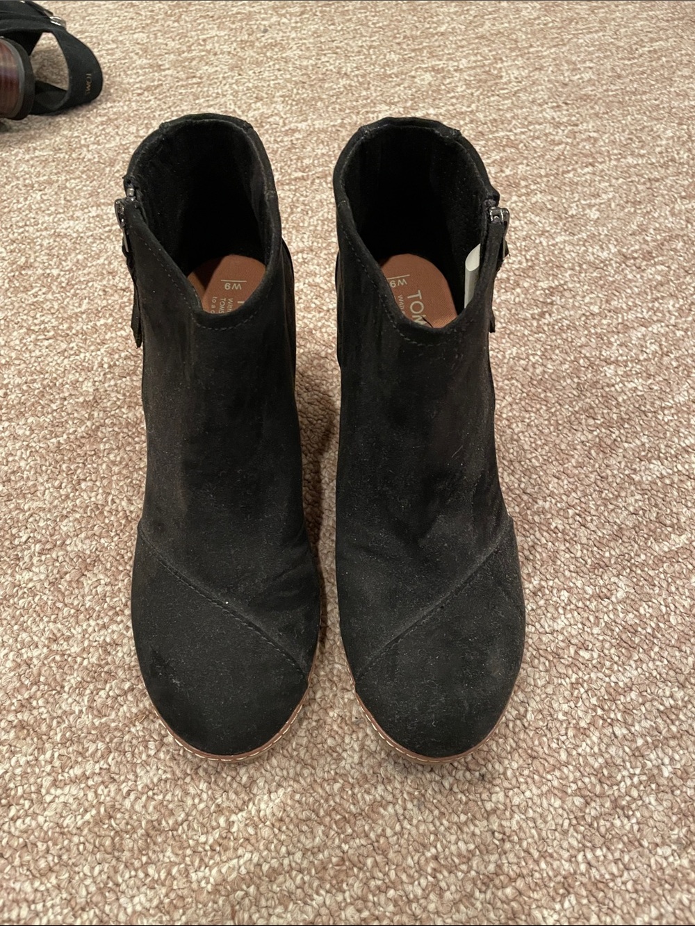 Toms Black Suede Wedge Ankle Booties